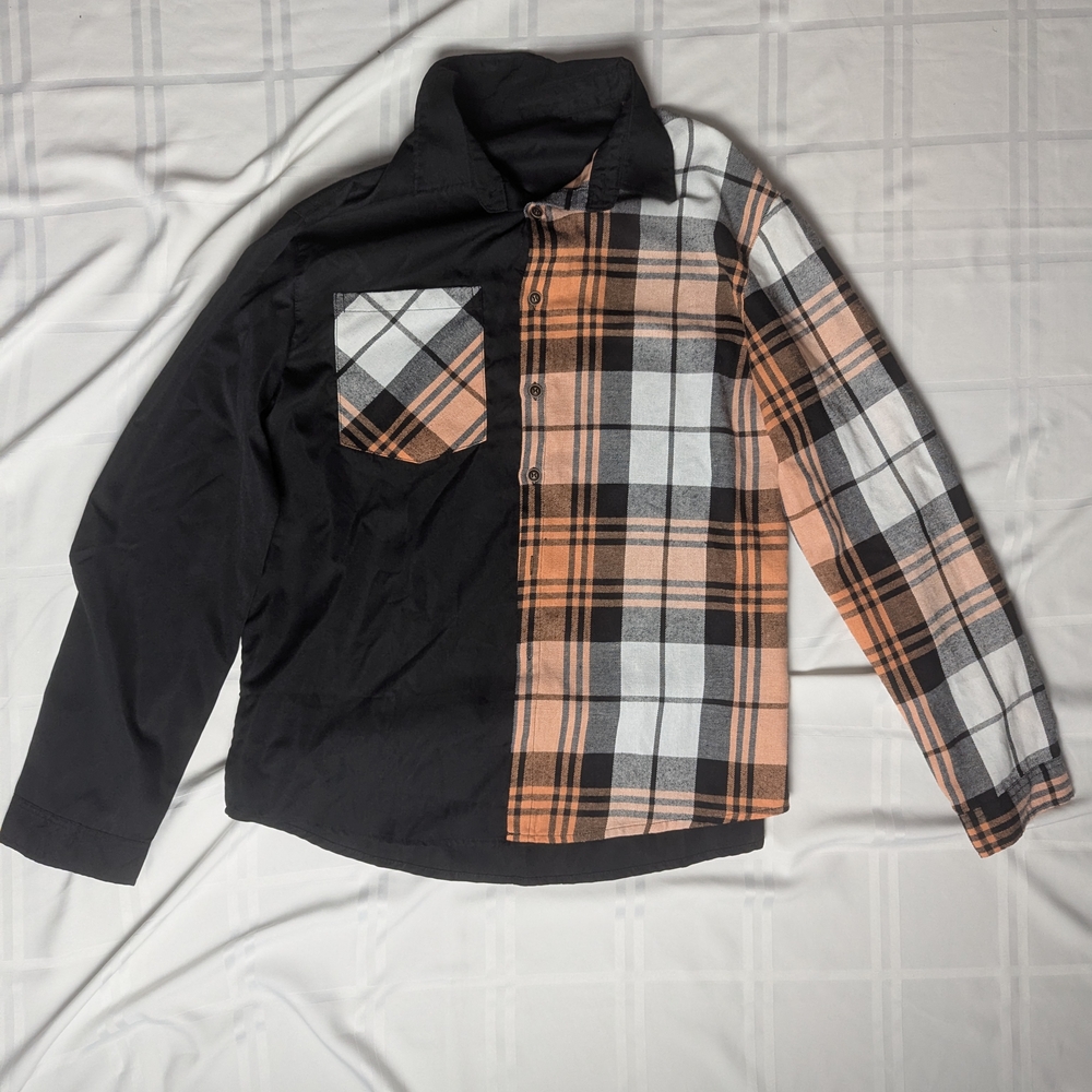 Casual Black and Orange Button Down Shirt